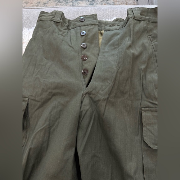 Vintage French Military M-47 Field Pants Olive Green Cargo Trousers Size 30 - Picture 2 of 5